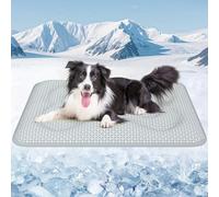 Rywell Cama Fría para Perros Extra Gruesa 80x110cm, Revestimiento PCM Alfombra Refrescante Perro Termocrómicas,Enfriamiento más Prolongado,Uso Reversible, Portable, Impermeable,Lavable(Gris)