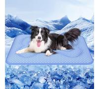 Rywell Cama Fría para Perros Extra Gruesa 80x110cm, Revestimiento PCM Alfombra Refrescante Perro Termocrómicas,Enfriamiento más Prolongado,Uso Reversible, Portable, Impermeable,Lavable(Azul)