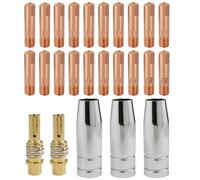RYXZEN 25 Piezas MIG MAG MB15AK MIG Soldador Accesorio Consumible Accesorio Fit, 2 Boquilla de Gas, 20 Consejos de Contacto 0.6mm 0.8mm 0.9mm 1.0mm 1.2mm, 2 Porta puntas para 15AK Torch Gun Soldadora