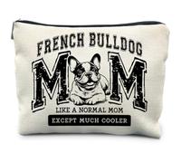 RYYCDOI Bolsa de maquillaje con diseño de bulldog francés, regalos de bulldog francés para mujeres, regalos para mamá, bolsas de cosméticos con cremallera, regalos franceses para mujeres, bolsa de