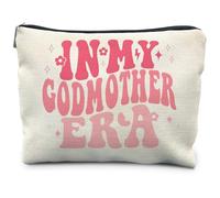 RYYCDOI Bolsa de maquillaje In My Godmother Era, regalo para el día de la madre, regalos para madrina de ahijado, bolsa de maquillaje rosa para madrina, Blanco