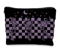 RYYCDOI Bolsa de maquillaje para Halloween, Esqueleto gótico - morado