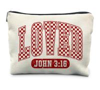 RYYCDOI Loved John - Bolsa de maquillaje con versículo bíblico 3:16, bolsas de cosméticos cristianas de moda para mujeres, regalos cristianos para mujeres, bolsa de maquillaje, regalos basados en la