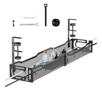 RYZAN Bandeja de gestión de cables para debajo del escritorio, organizador de cables blanco y negro, bandeja de malla metálica de 39 cm y 64 cm, soporte para regleta de alimentación con kit de montaje