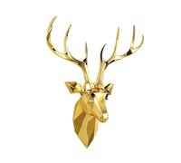 RYZQWE Decoración de Pared con Cabeza de Ciervo, decoración de Pared con Cabeza de Animal, Escultura de Pared geométrica con astas de Ciervo Negras, Cabeza de Animal de Resina de taxidermia Falsa