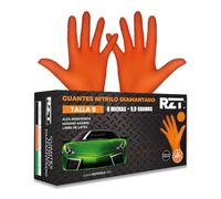 RZ TOOLS Guantes de Nitrilo Desechables Naranja | Guantes Extra Gruesos con Textura Diamante | Guantes para Taller y Montaje de Alta Resistencia Desechables | Tamaño S, L, M y XL (100, S)