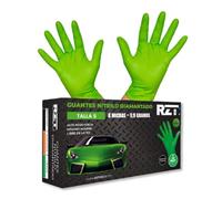 RZ TOOLS Guantes De Nitrilo Desechables Verdes De 100 Uds Guantes De Nitrilo Extra Gruesos Con Textura Diamante | Guantes Para Taller Y Montaje De Alta Resistencia Desechables | Tamaño S