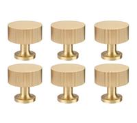 RZDEAL 6 pomos de latón macizo para gabinete, cajón, cómoda, pomos modernos (25 x 25 mm), acabado de latón cepillado