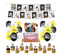 RZDQZY Deco Fiesta Cumpleaños Friends: Pancarta, Globos y Decoraciones Pastel Friends TV Show - Negro y Amarillo