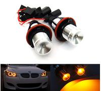 RZG 2 focos LED ámbar con halo de ojo de ángel para faros delanteros diurnos DRL Canbus para E39 E60 E61 E87 E53 E63 E65