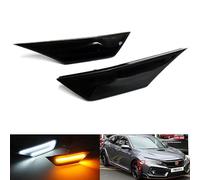 RZG 2 luces intermitentes laterales de lente ahumada negra, luz LED ámbar repetidora, luz diurna DRL, color blanco, apto para Civic X MK X 2016-2021