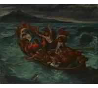 RZHRHJES Abstracto Cuadro Pintura Sobre Lienzo Pared Arte Cuadro Cristo dormido durante la tempestad de Ferdinandeugene Delacroix para Decoración de Paredes 60x90cm