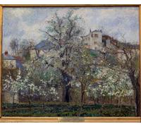 RZHRHJES Abstracto Cuadro Pintura Sobre Lienzo Pared Arte Cuadro Huerto y árboles en flor en primavera de Camille Jacob Pissarro para Decoración de Paredes 60x90cm