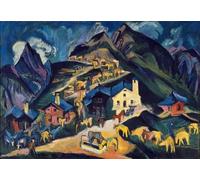 RZHRHJES Abstracto Cuadro Pintura Sobre Lienzo Pared Arte Cuadro Jinete con caballo caído de Ernst Ludwig Kirchner para Decoración de Paredes 60x90cm