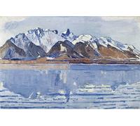 RZHRHJES Abstracto Cuadro Pintura Sobre Lienzo Pared Arte Cuadro Lago Thun con Cordillera Stockhorn por Ferdinand Hodler para Decoración de Paredes 60x90cm