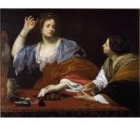 RZHRHJES Abstracto Cuadro Pintura Sobre Lienzo Pared Arte Cuadro las hermanas Marta y María de Betania de Simon Vouet para Decoración de Paredes 60x90cm