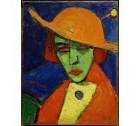 RZHRHJES Abstracto Cuadro Pintura Sobre Lienzo Pared Arte Cuadro Mujer verde con sombrero amarillo II de Hermann Stenner para Decoración de Paredes 60x90cm