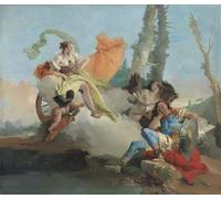 RZHRHJES Clásicas Poster Pintura Impresión Pintura de Lienzo Nórdico Armida se encuentra con el Rinaldo dormido de Battista para la Decoración del Hogar del Dormitorio 60x90cm