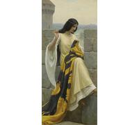 RZHRHJES Clásicas Poster Pintura Impresión Pintura de Lienzo Nórdico Cosiendo el estandarte de Edmund Blair Leighton para la Decoración del Hogar del Dormitorio 60x90cm