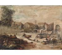 RZHRHJES Clásicas Poster Pintura Impresión Pintura de Lienzo Nórdico Dem Stier Entkommen de Eugenio Lucas Velázquez para la Decoración del Hogar del Dormitorio 60x90cm