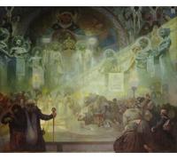 RZHRHJES Clásicas Poster Pintura Impresión Pintura de Lienzo Nórdico la Epopeya Eslava No. el Santo Monte Athos de Alphonse Maria Mucha para la Decoración del Hogar del Dormitorio 60x90cm