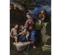 RZHRHJES Clásicas Poster Pintura Impresión Pintura de Lienzo Nórdico La Sagrada Familia bajo un roble de Raffaello Sanzio Raphael para la Decoración del Hogar del Dormitorio 60x90cm