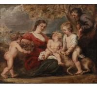 RZHRHJES Clásicas Poster Pintura Impresión Pintura de Lienzo Nórdico la Sagrada Familia con San Juan Bautista y un Ángel de Peter Paul Rubens para la Decoración del Hogar del Dormitorio 60x90cm