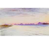 RZHRHJES Clásicas Poster Pintura Impresión Pintura de Lienzo Nórdico Vista de la montaña y las colinas de Eugeni al atardecer por John Ruskin para la Decoración del Hogar del Dormitorio 60x90cm