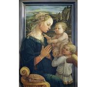 RZHRHJES Cuadro de pared Lienzo Poster Cuadro Pintura Dama y niño con ángeles de Fra Filippo Lippi 00para Decoraciones del Hogar 60x90cm