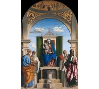 RZHRHJES Cuadro en Lienzo Impresión Pintura Señora entronizada con el Niño y los Santos Pedro Romualdo Benito de Battista Cima Da Conegliano para la Decoración del Hogar del Dormitorio 60x90cm