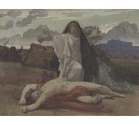 RZHRHJES Cuadro Sobre Lienzo Impresión en Lienzo Cuadro de pared Antígona da sepultura simbólica al cuerpo de su hermano Polinices por Jules Eugene Lenepveu para Decoraciones del Hogar 60x90cm