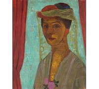 RZHRHJES Cuadro Sobre Lienzo Impresión en Lienzo Cuadro de pared Autorretrato con sombrero y velo de Paula Modersohn Becker para Decoraciones del Hogar 60x90cm