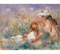 RZHRHJES Cuadro Sobre Lienzo Impresión en Lienzo Cuadro de pared Dos niños sentados entre flores de Pierre Auguste Renoir para Decoraciones del Hogar 60x90cm