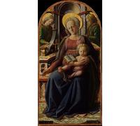 RZHRHJES Cuadro Sobre Lienzo Impresión en Lienzo Cuadro de pared Señora y niño entronizados con dos ángeles de Fra Filippo Lippi para Decoraciones del Hogar 60x90cm