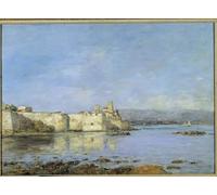 RZHRHJES Cuadro Sobre Lienzo Impresión en Lienzo Cuadro de pared Vista del puerto de Antibes Pintura de Eugene Louis Boudin para Decoraciones del Hogar 60x90cm