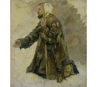 RZHRHJES Decorativos Cuadro en Lienzo Clásicas Poster Cuadro Pintura El tonto de Dios de rodillas por Vasilij Ivanovic Surikov para Decoraciones del Hogar 60x90cm