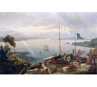 RZHRHJES Decorativos Cuadro en Lienzo Clásicas Poster Cuadro Pintura Fundación de la ciudad de Quebec por Ambroise Louis Garneray para Decoraciones del Hogar 60x90cm