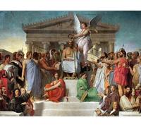 RZHRHJES Decorativos Cuadro en Lienzo Clásicas Poster Cuadro Pintura La Apoteosis de Homero de Jean Auguste Ingres para Decoraciones del Hogar 60x90cm