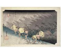 RZHRHJES Decorativos Cuadro en Lienzo Clásicas Poster Cuadro Pintura Tormenta repentina de riquezas en Shono No. por Utagawa Hiroshige para Decoraciones del Hogar 60x90cm