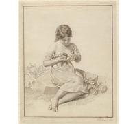 RZHRHJES Decorativos Cuadro en Lienzo Clásicas Poster Cuadro Pintura una niña que se ha clavado el dedo en una espina de rosa de CW Eckersberg para Decoraciones del Hogar 60x90cm