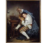 RZHRHJES Jean Baptiste Greuze - Cuadro retro para pared, diseño de guitarrista o un pájaro que regresa de la caza concede su guitarra, pintura de Jean Baptiste Greuze para decoración del hogar, 60 x