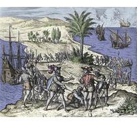 RZHRHJES Natural Pintura Cuadro Cuadro en Lienzo Impresión Pintura Cristóbal Colón y su hermano fueron arrestados por Theodore De Bry para la Decoración del Hogar del Dormitorio 60x90cm