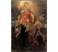 RZHRHJES Natural Pintura Cuadro Cuadro en Lienzo Impresión Pintura La lucha de Thor con los gigantes de Mårten Eskil Winge para la Decoración del Hogar del Dormitorio 60x90cm