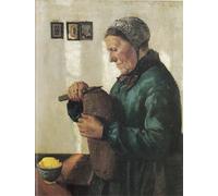 RZHRHJES Natural Pintura Cuadro Cuadro en Lienzo Impresión Pintura Mujer Cortando Pan Christian Krohg para la Decoración del Hogar del Dormitorio 60x90cm