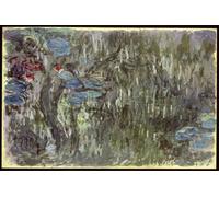 RZHRHJES Natural Pintura Cuadro Cuadro en Lienzo Impresión Pintura Nenúfares con reflejos de sauces de Claude Monet para la Decoración del Hogar del Dormitorio 60x90cm