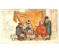 RZHRHJES Natural Pintura Cuadro Cuadro en Lienzo Impresión Pintura un notario turco redacta un contrato de matrimonio por Maritinus Rørbye para la Decoración del Hogar del Dormitorio 60x90cm