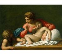 RZHRHJES Pintura Impresión Pintura de Lienzo Nórdico la Dama y el Niño Durmiente con San Juan Bautista Il Silenzio de Annibale Carracci para la Decoración del Hogar del Dormitorio 60x90cm