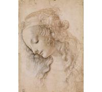 RZHRHJES Póster de pintura famosa sobre lienzo, cuadro retro con cabeza de mujer, Leonardo Da Vinci, póster de pared para decoración de oficina, 60 x 90 cm