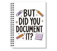 RZHV But Did You Document It Lindo cuaderno colorido en espiral de tapa dura con rayas universitarias, cuaderno de promoción de trabajo, regalos para compañeros de trabajo, amigos, bloc de notas de