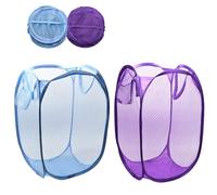 RZJZGZ Foldable Pop-Up Mesh Laundry Hamper with Side Pocket Clothes Laundry Basket Storage Bag with Carry Handles for Dirty Clothes 2 Pack